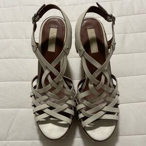 Ralph Lauren Cream Crisscross Wedge Sandals